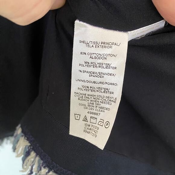 Ann Taylor Skirt Suit Tweed Blue & White Fringe Detail A-Line Skirt Women's 14 - Picture 12 of 13